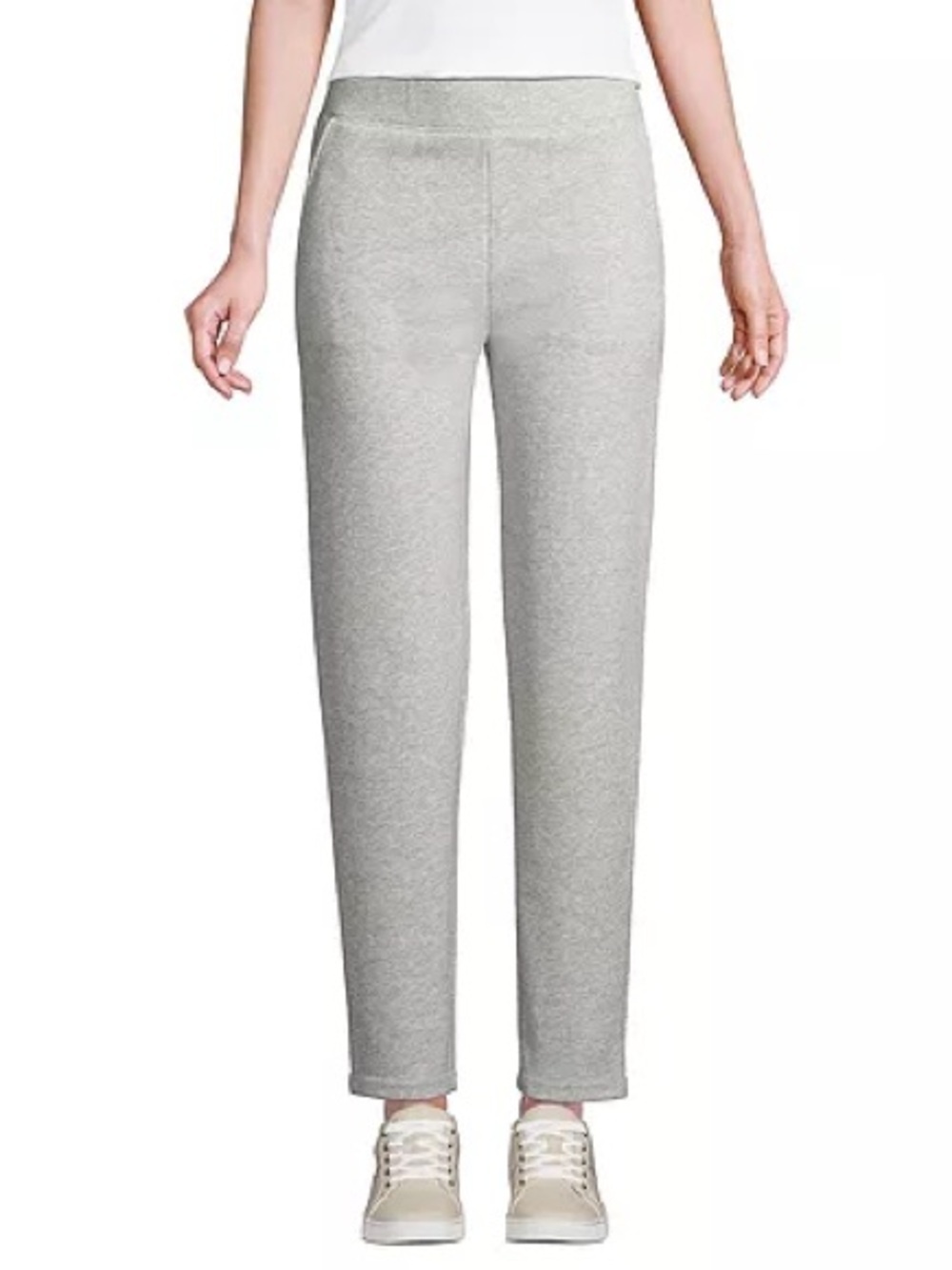 NEW Lands’ End Women’s Terry Ankle Sweatpants Heather Gray Medium